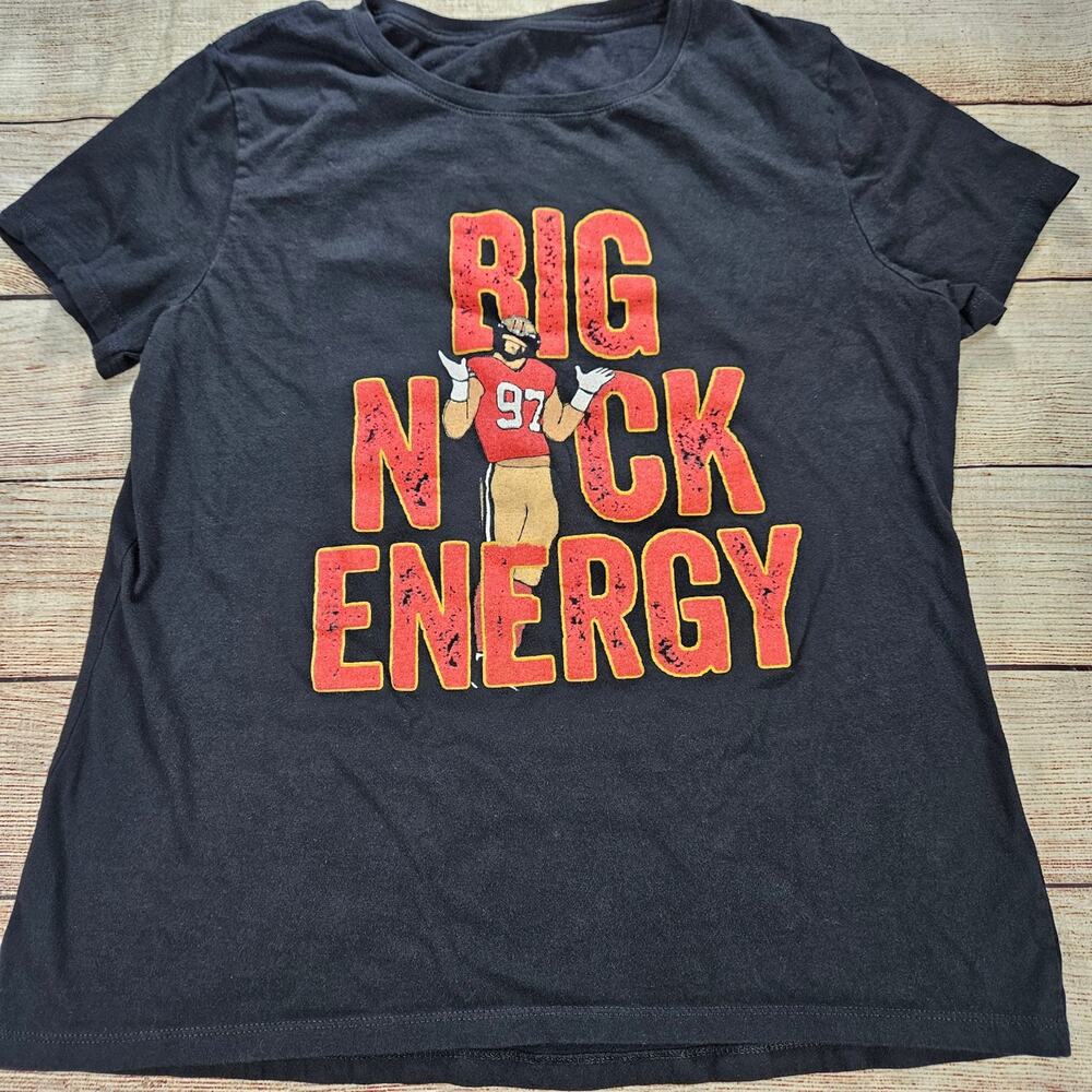 Women's Black Big Nick Energy Nick Bosa 97 49er Football Fan Graphic T-Shirt L